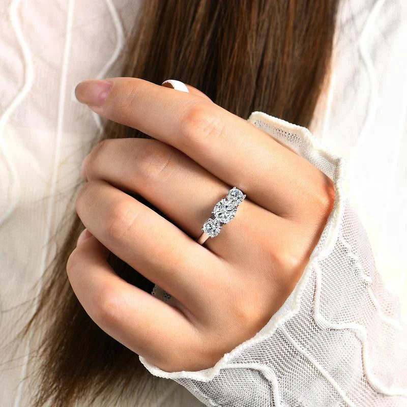 Clare driedubbele stenen ring | witgoud 16k