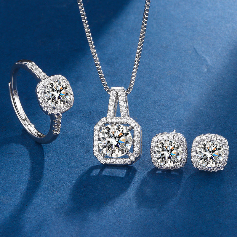 Aria Vierkant Stralend Bezet | Wit Goud 16k