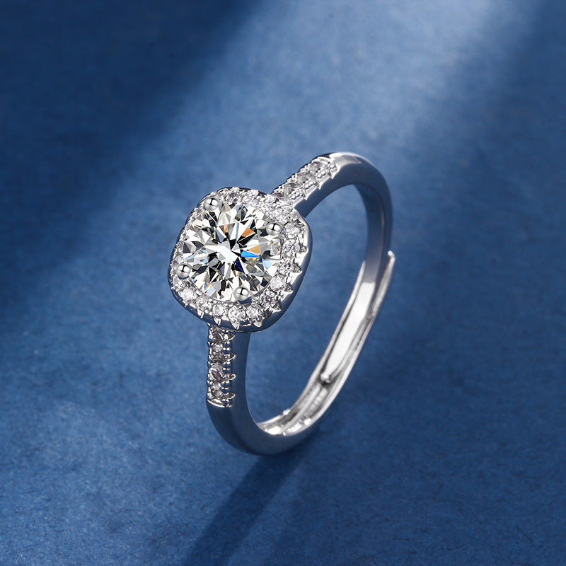 Aria Vierkant Stralend Bezet | Wit Goud 16k