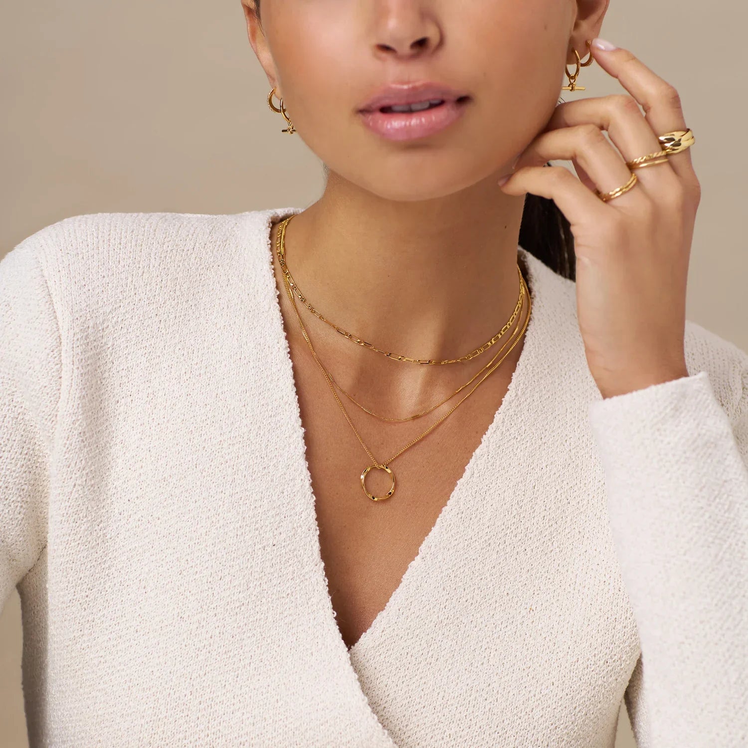 Open cirkel ketting | Goud 18k