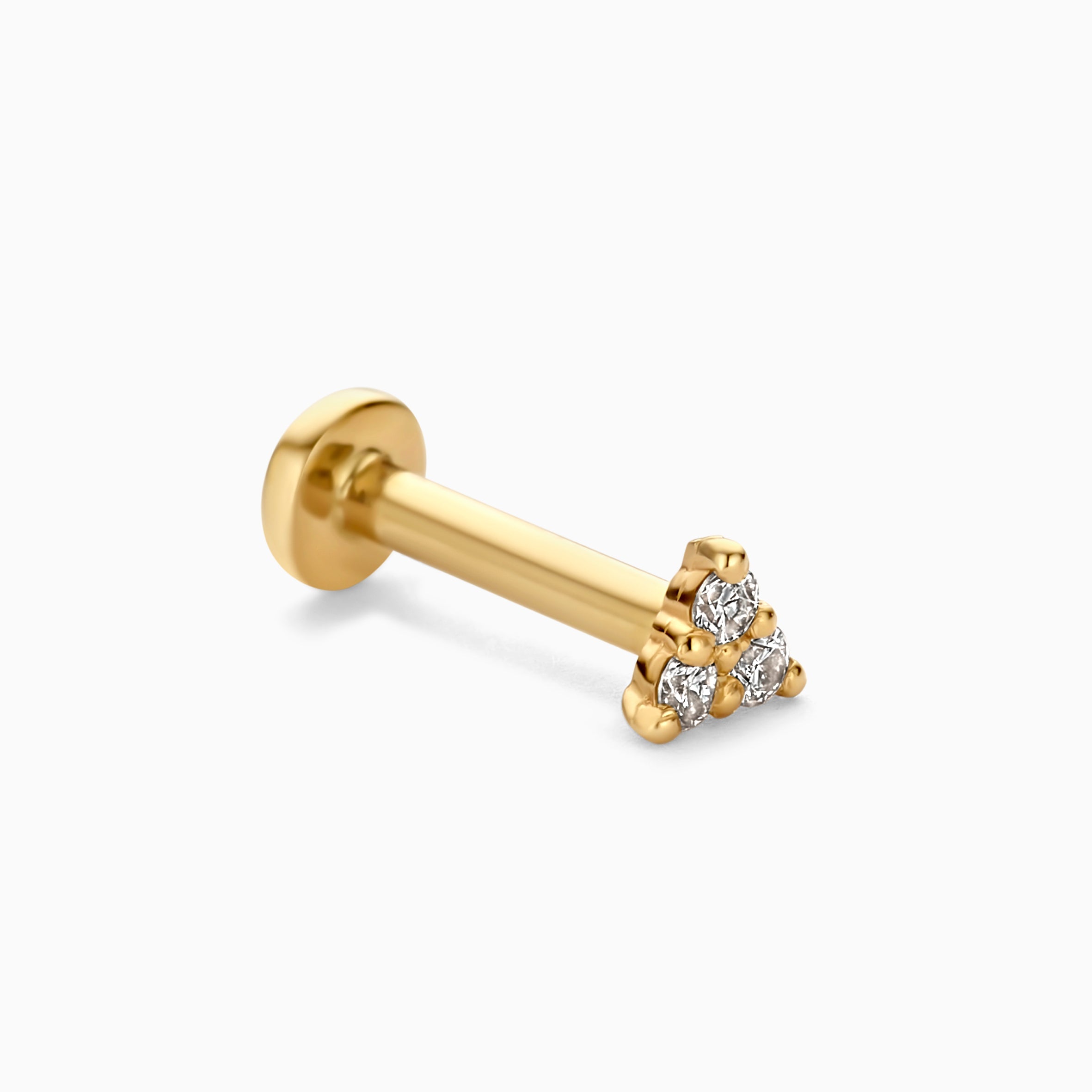 Diamanten driehoek piercing | goud 14k