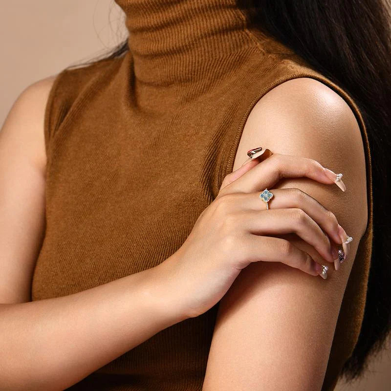 Soraya Klaverblad Ring Blauw | Wit Goud 18k