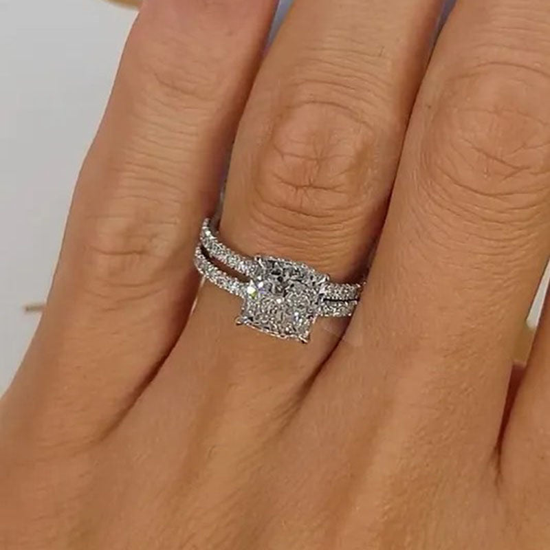 Bruids kussen 2-delige ring set | witgoud 16k
