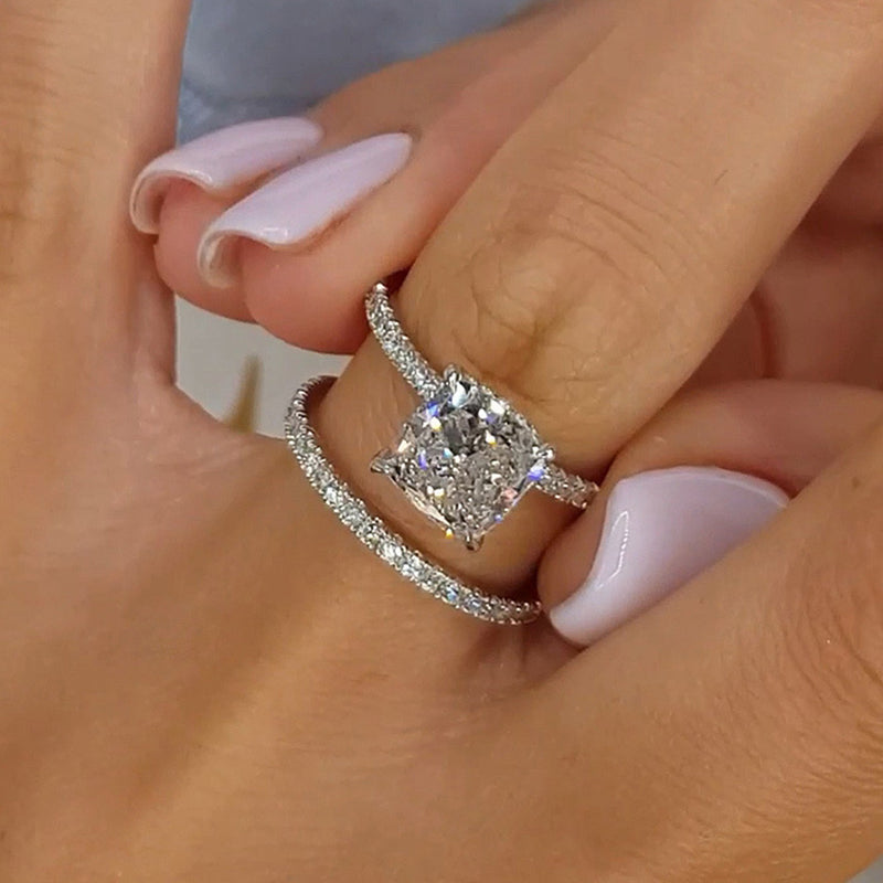 Bruids kussen 2-delige ring set | witgoud 16k