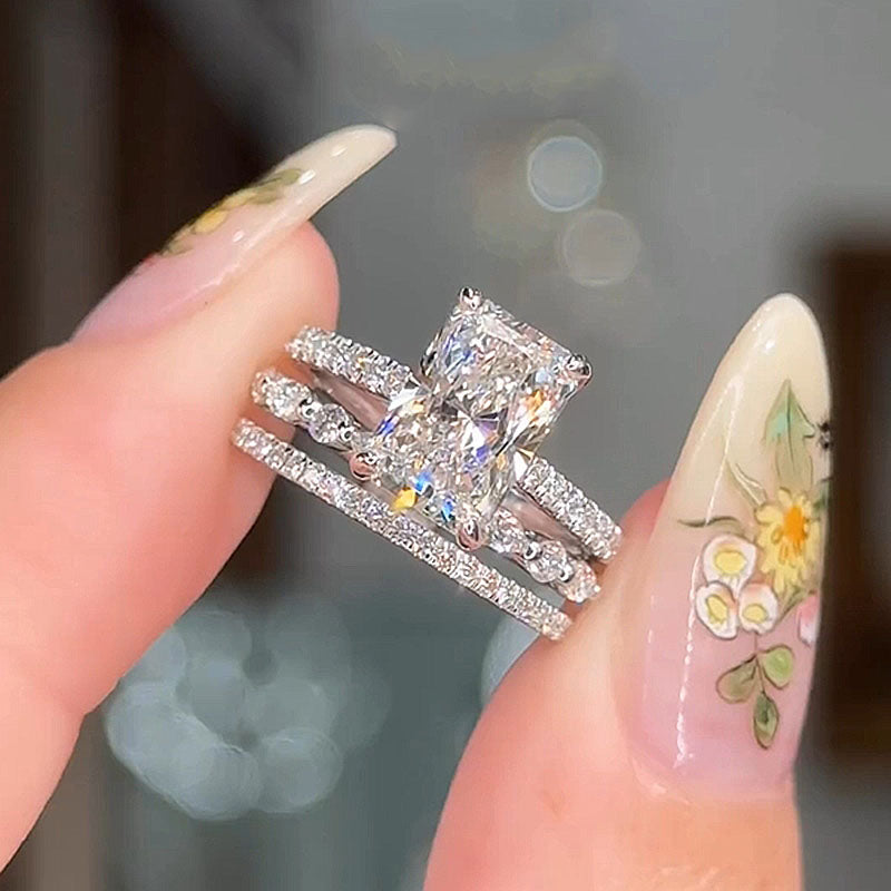 Maxine 3-delige trouwring set | witgoud 18k