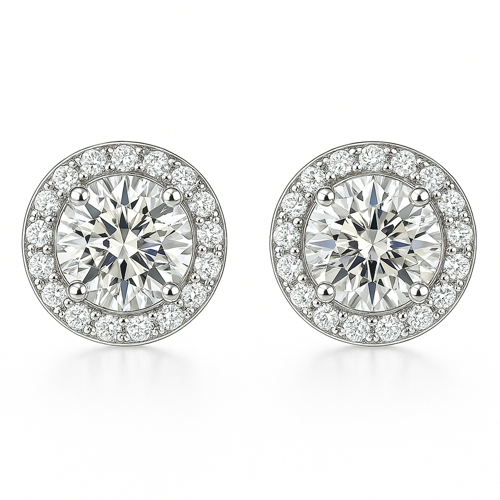 Glacé Glamour ronde oorbellen | witgoud 16k