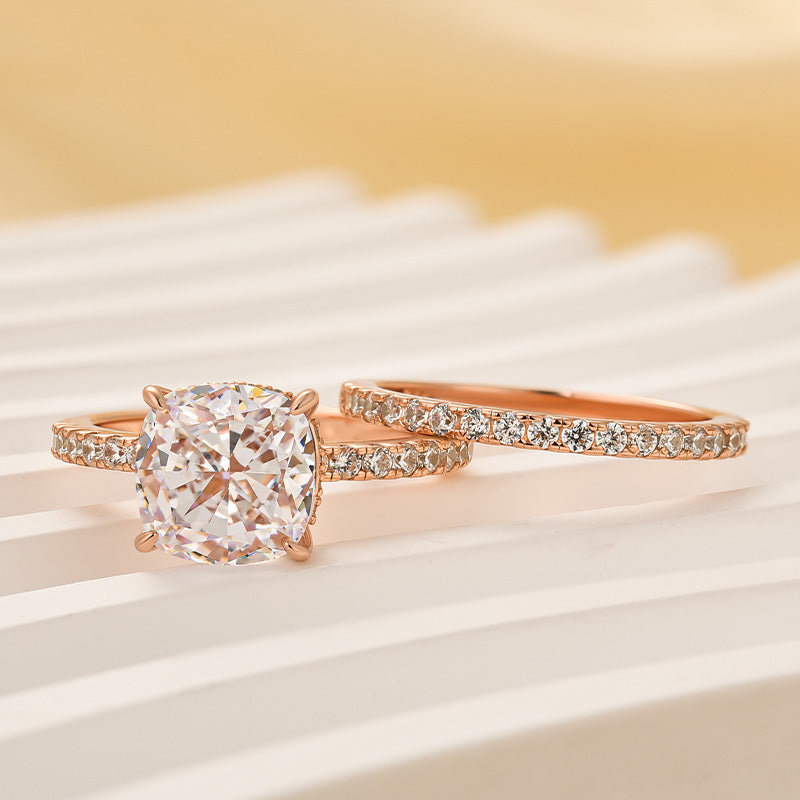 Bruidskussen 2-delige ringenset | roségoud 16k