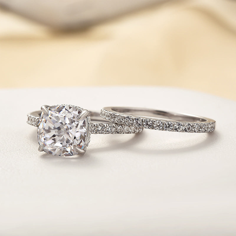Bruids kussen 2-delige ring set | witgoud 16k