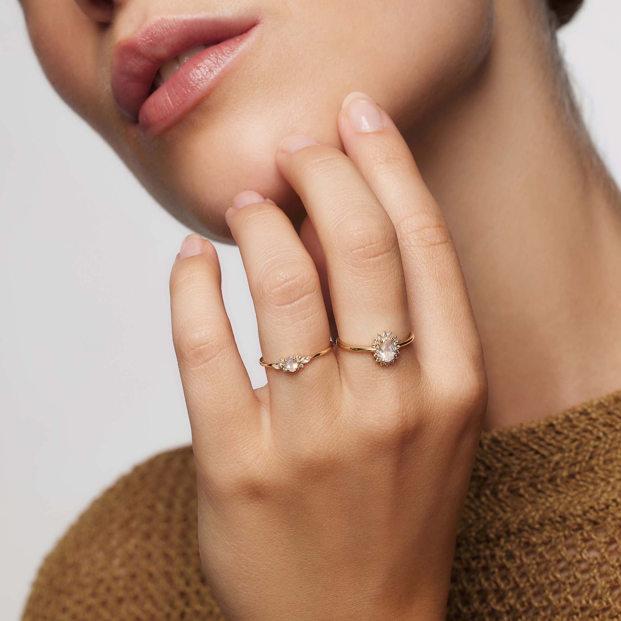 Maansteen Muze Ring | Goud 14k