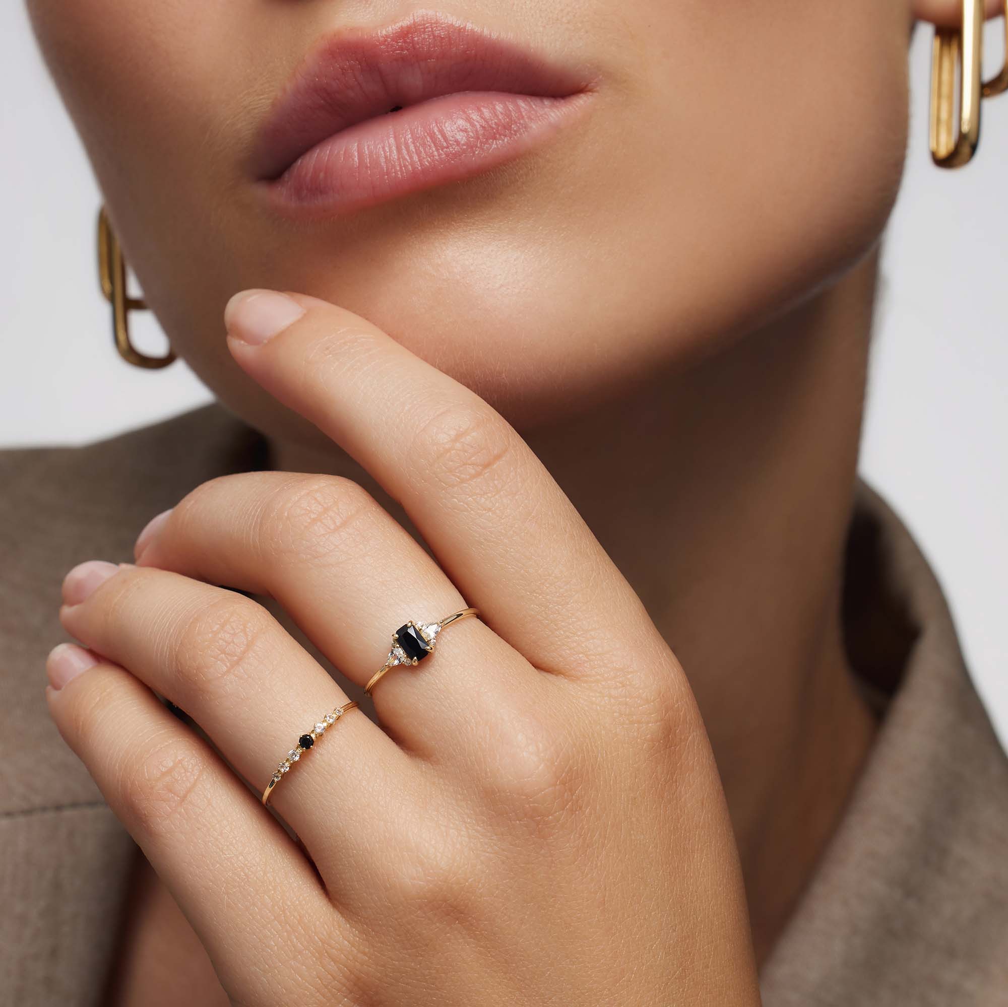 Zwarte Spinel Baguette Ring | Goud 14k