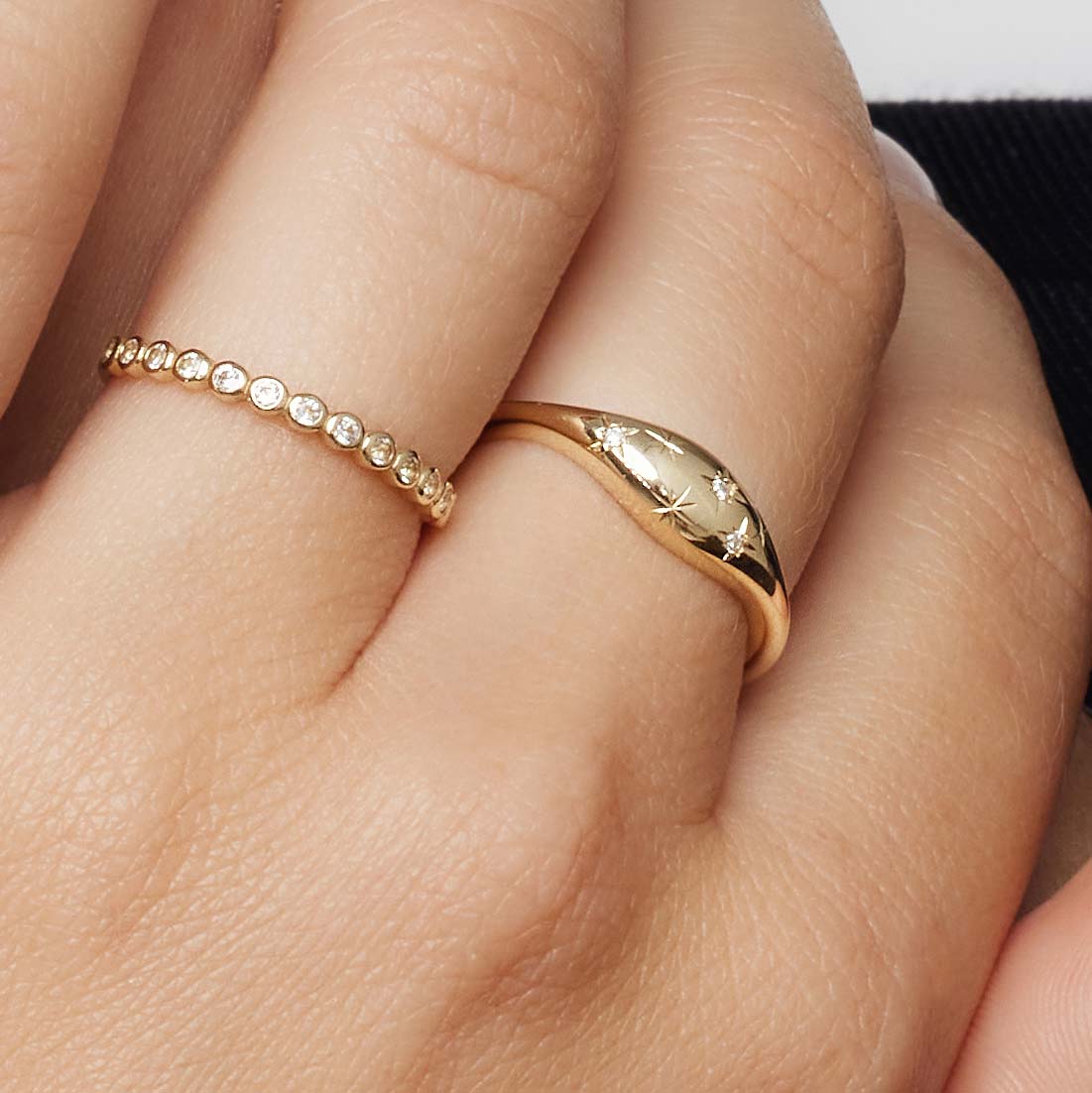 Diamanten koepelring | Goud 14k
