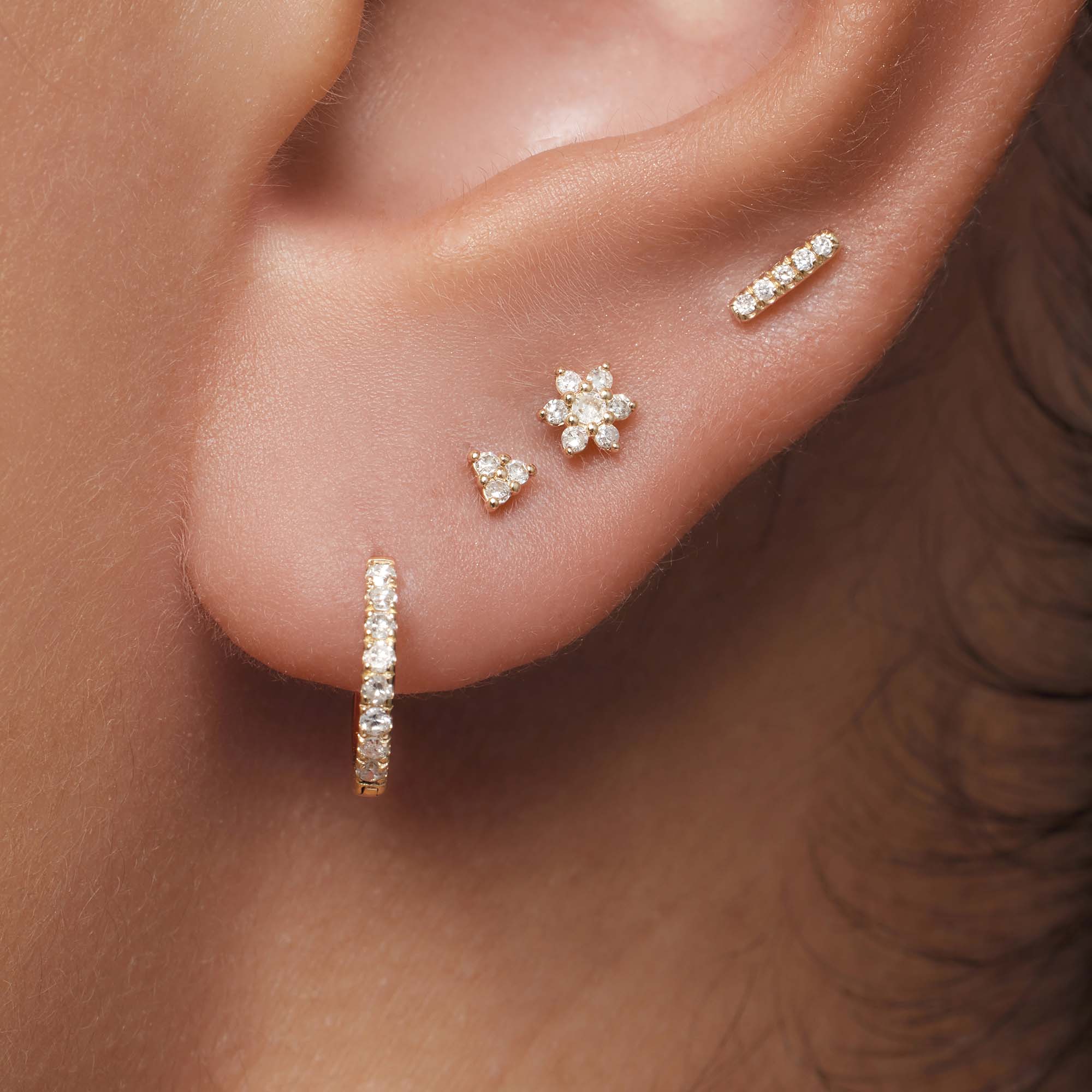 Diamanten driehoek piercing | goud 14k