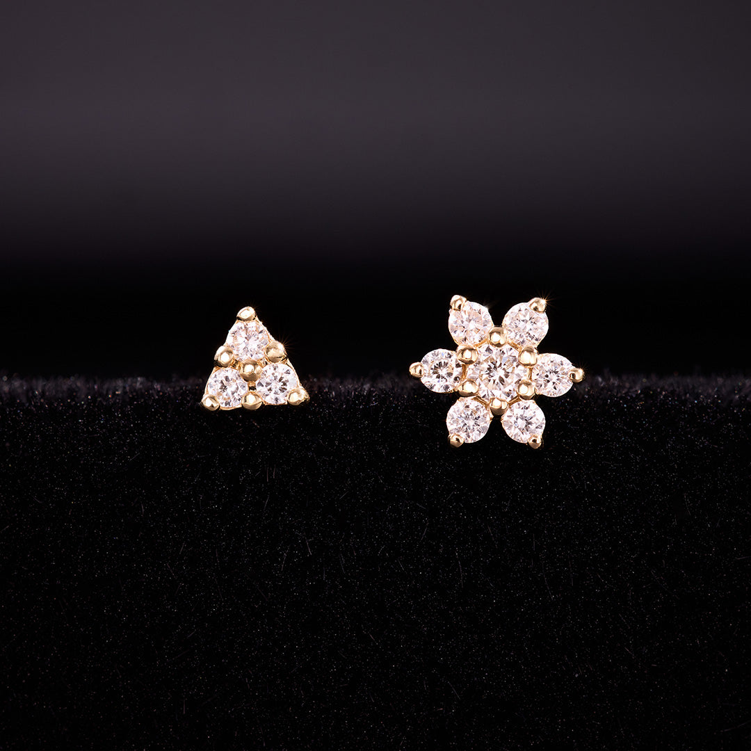 Diamanten driehoek piercing | goud 14k