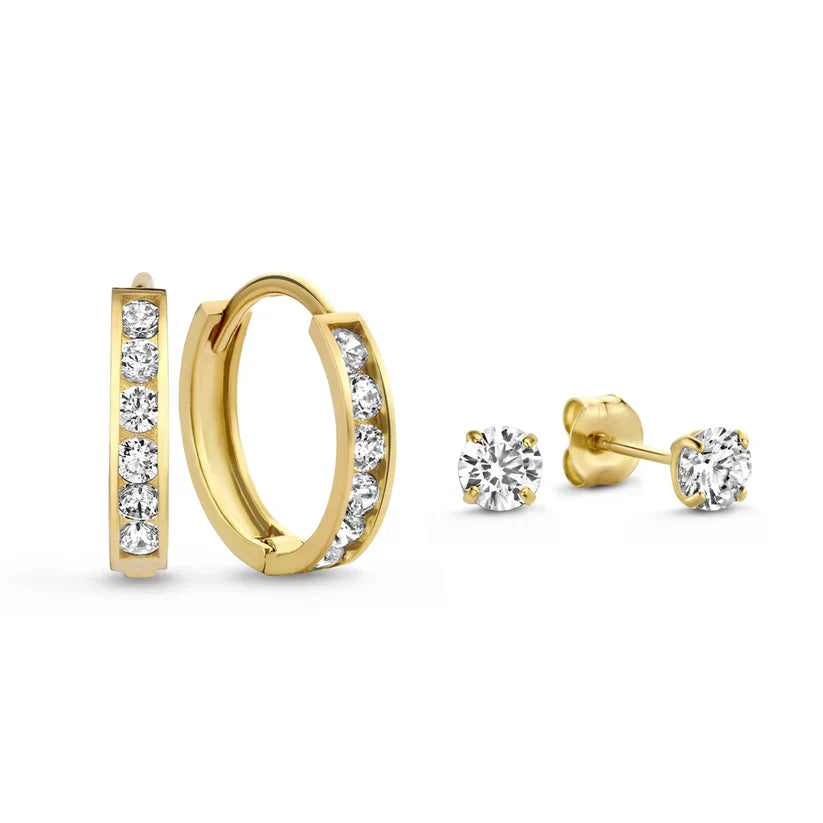 Dara Brillane Stenen Oorbellen Set | Goud 14k