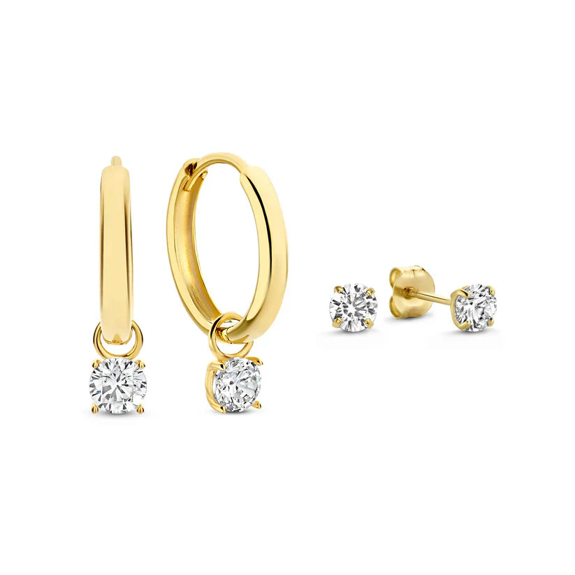 Larmes de Lune stenen oorbellen bezet | goud 14k