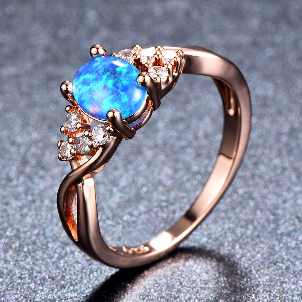 Sylva Moonhart Blauwe Ring | Roségoud 14k