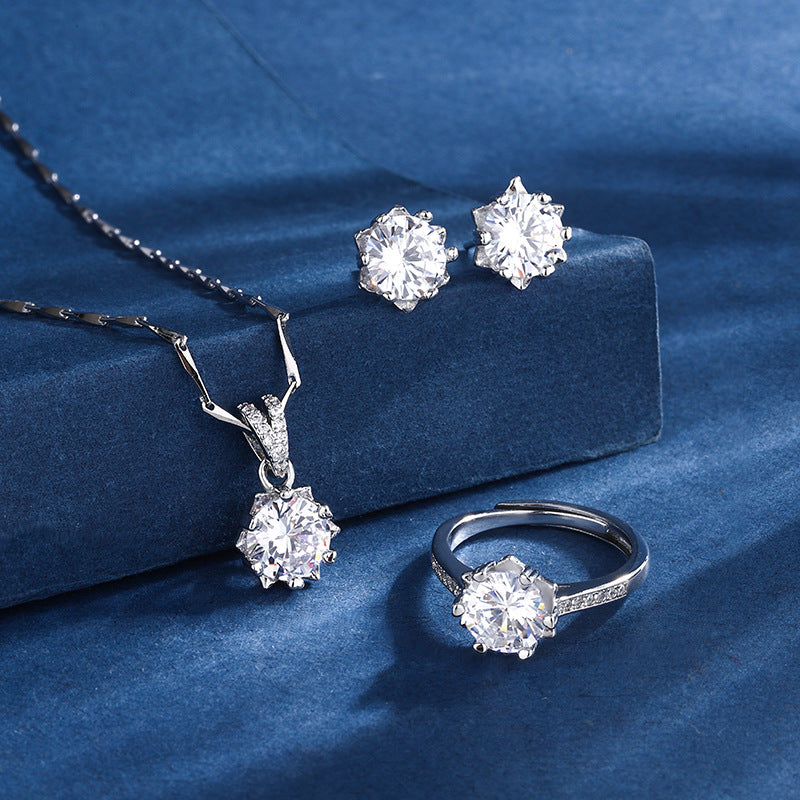 Aria sneeuwvlok set | witgoud 16k