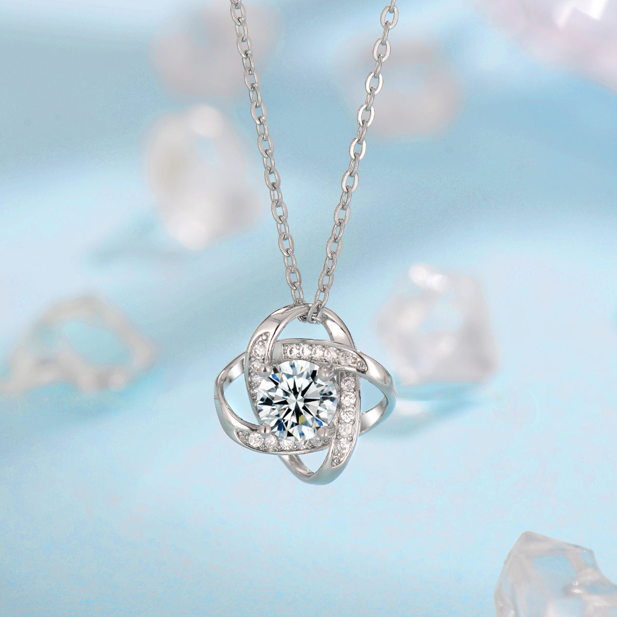 Fleur de Givre klaver knoop gezet | witgoud 16k
