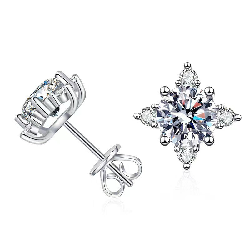 Aurelie bloem oorbellen | Witgoud 16k