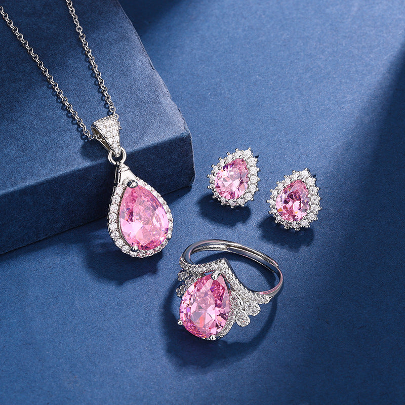 Aria Roze Druppel Set | Witgoud 16k