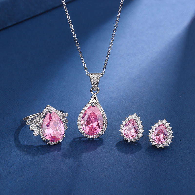 Aria Roze Druppel Set | Witgoud 16k