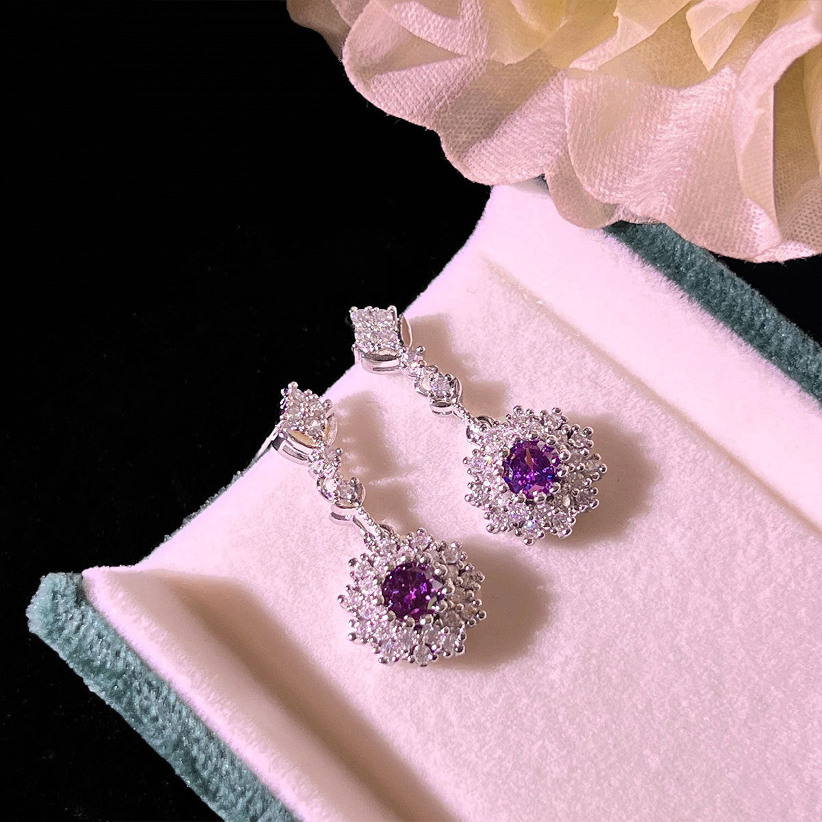 Livia Amethnaagel Set | witgoud 16k