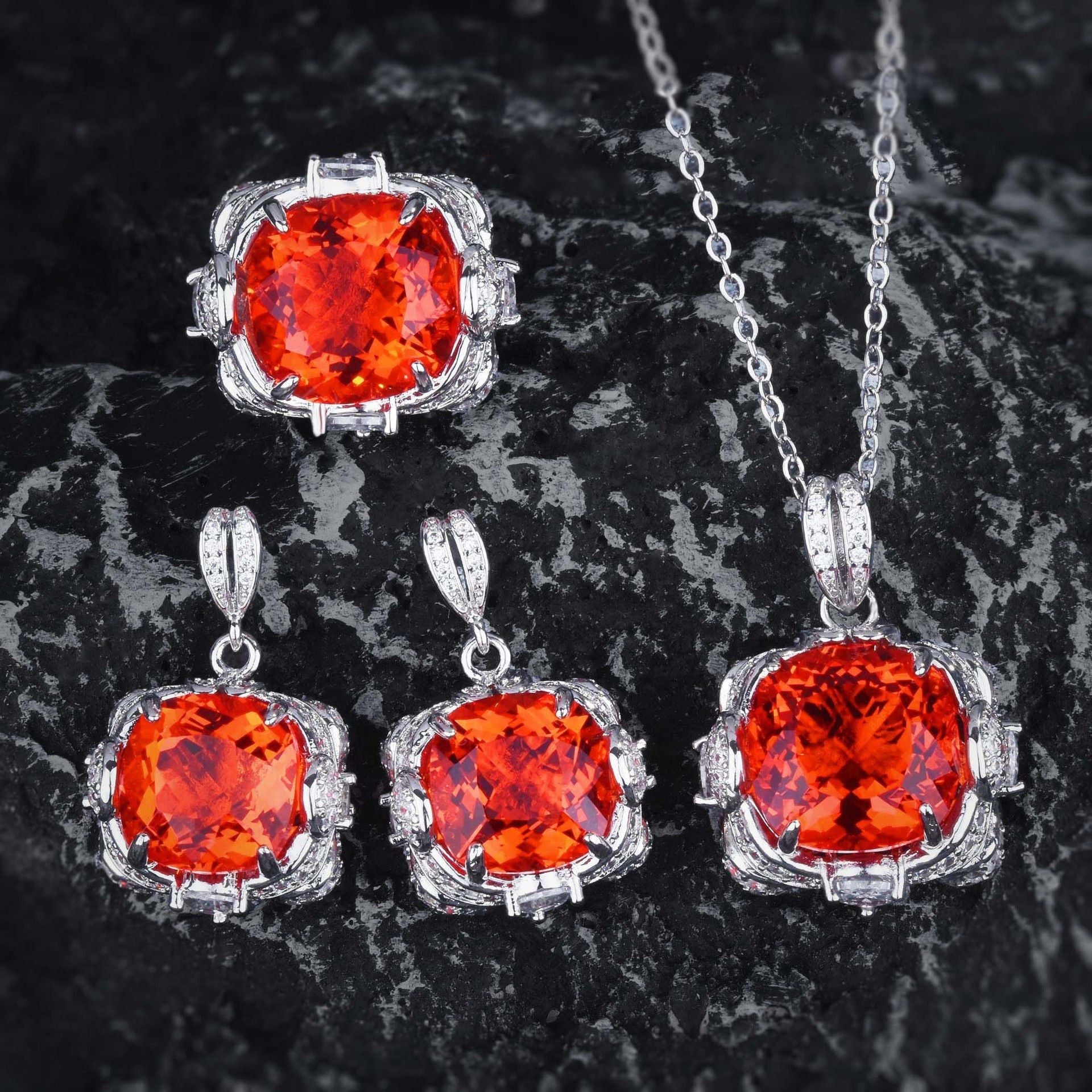 Velora Thandrelle Oranje Set | 14k witgoud