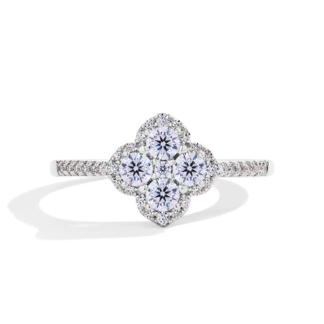 Soraya klaverblad ring | witgoud 18k