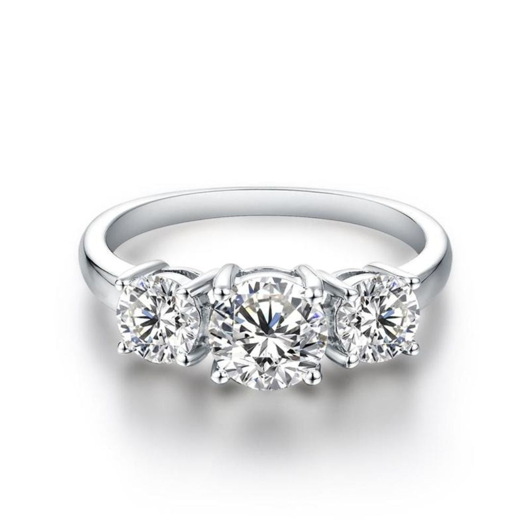 Clare driedubbele stenen ring | witgoud 16k