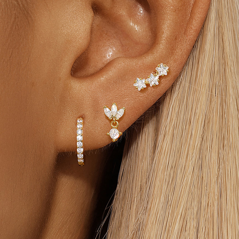 Trio Mila essentiële oorbellen | 18k goud