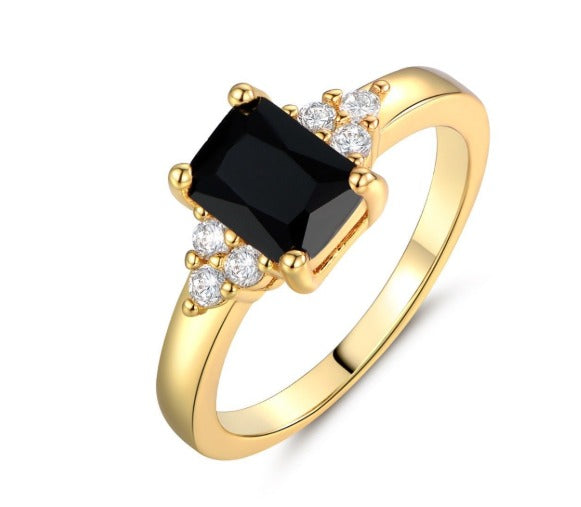 Zwarte Spinel Baguette Ring | Goud 14k