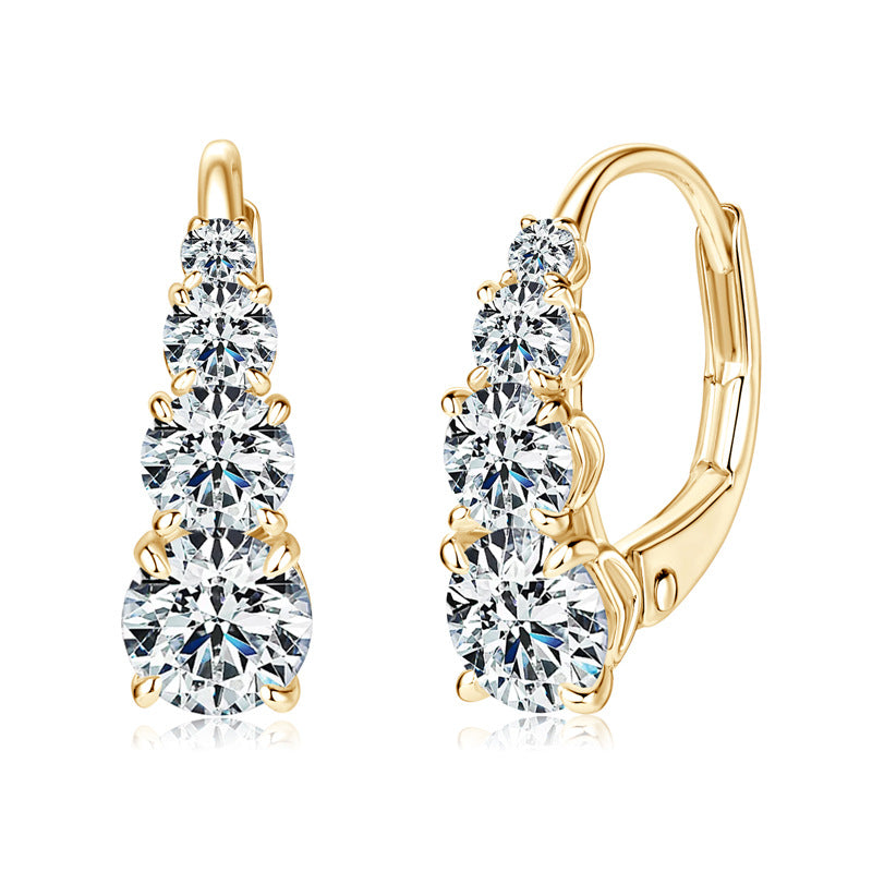 Carol oorbellen met vier stenen | Goud 16k