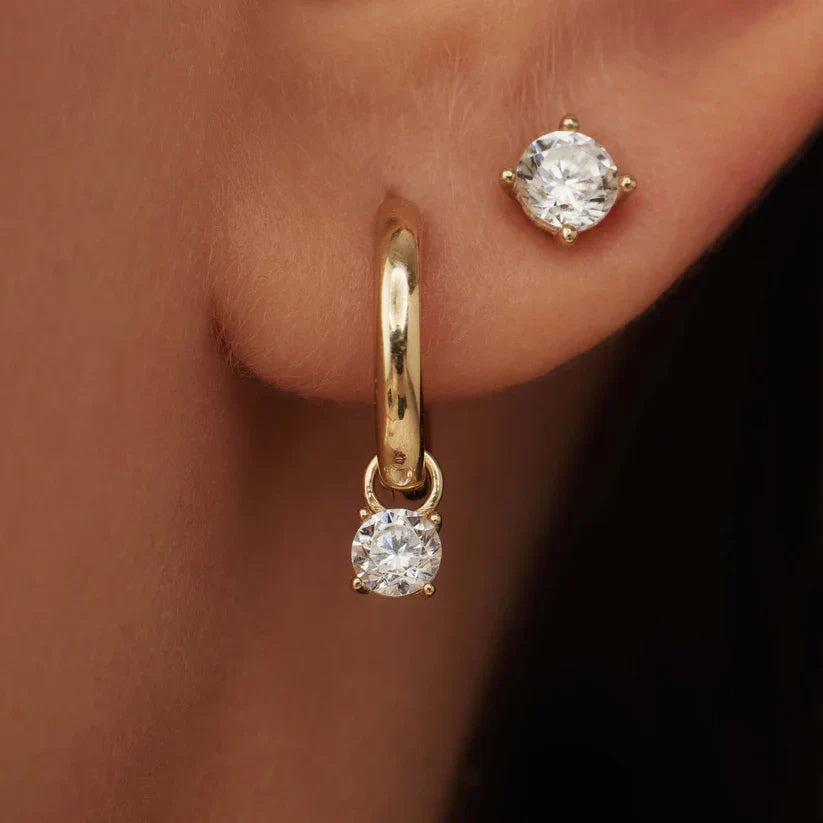 Larmes de Lune stenen oorbellen bezet | goud 14k