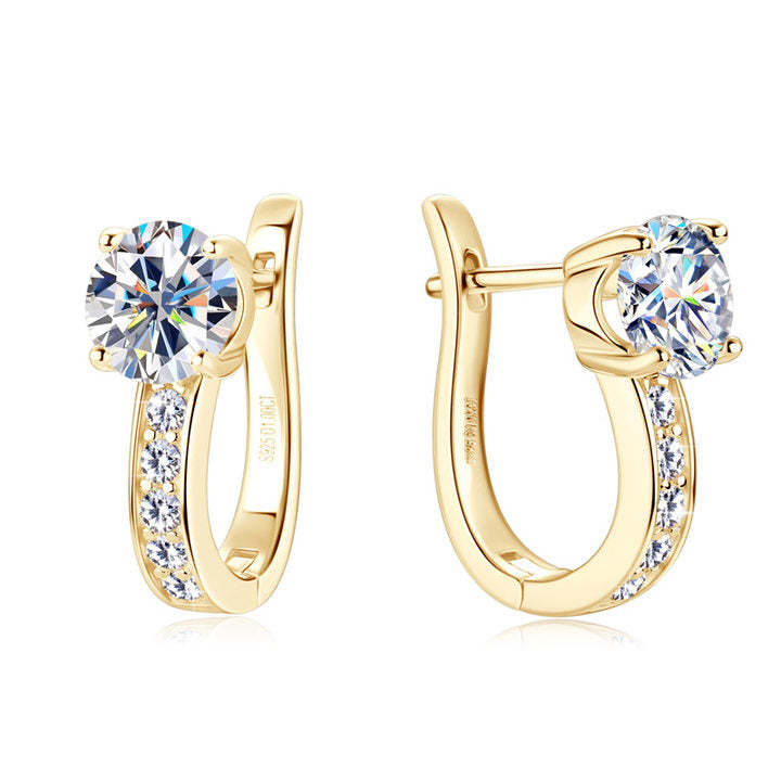 Kanaal Moissanite Huggie Oorbellen | Goud 18k