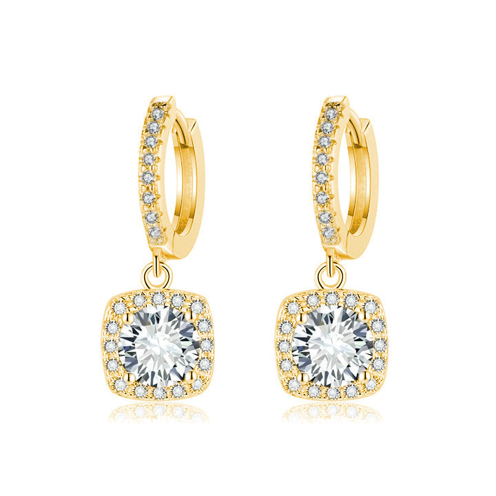 Vierkante halo moissanite oorbellen | Goud 16k